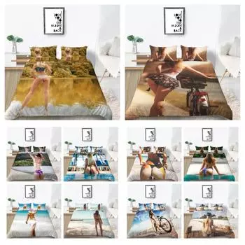 Модное покрывало, комплект 3D, сексуальная женская кровать, 2/3 шт., постельное белье, пододеяльник, удобная микрофибра UK Single 135x200cm