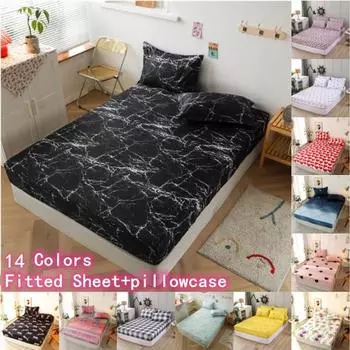 Модное покрывало на простыню, хлопковое Нескользящее пылезащитное покрытие для матраса, одноместное, двойное, полное, двуспальное, королевский размер 90*200*30cm