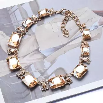 Модное популярное красное стеклянное преувеличенное ожерелье ювелирные изделия подарочные аксессуары женская ключичная цепочка