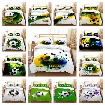 Модное постельное белье, костюм с 3D футбольным принтом, домашняя постельная одежда, двойной одинарный размер, высокое качество UK Single 135x200cm