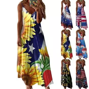 Модное повседневное платье без рукавов с принтом и пуловером