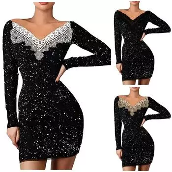 Модное повседневное платье в полоску с пуговицами Omen, платье с длинными рукавами, платье Paty L чёрный