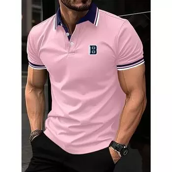 Модное повседневное поло с мужскими пуговицами и короткими рукавами S