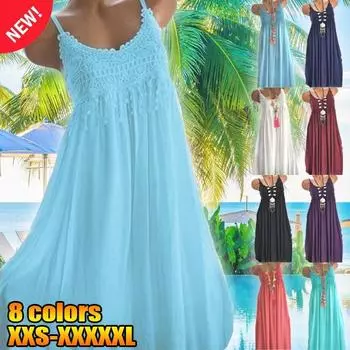 Модное повседневное женское солнечное платье без рукавов с принтом, лоскутное кружево на шнуровке, миди-юбка с принтом букета на талии, кружевной жилет, рубашка 5XL белый