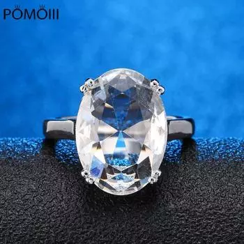 Модное предложение о помолвке с бриллиантовым кольцом в форме гусиного яйца из стерлингового серебра 925 пробы с цирконом цвета океана Aaa, ювелирное кольцо 6