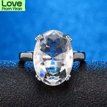 Модное предложение о помолвке с бриллиантовым кольцом в форме гусиного яйца из стерлингового серебра 925 пробы с цирконом цвета океана Aaa, ювелирное кольцо 6
