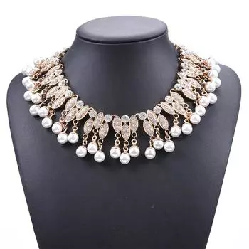 Модное преувеличенное ожерелье с драгоценными камнями и жемчугом, женское ожерелье в форме сотни пагод