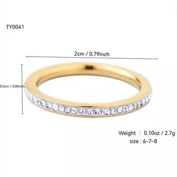 Модное простое и изысканное кольцо с темпераментом, из нержавеющей стали, устойчивое к холодному ветру, с бриллиантами, с покрытием из 18-каратного золота, кольцо с полным звездным узором для женщин 7