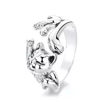 Модное, простое и милое кольцо с изображением кота, мужское и женское одинаковое отверстие, можно отрегулировать креативное нишевое дизайнерское кольцо в Таиланде