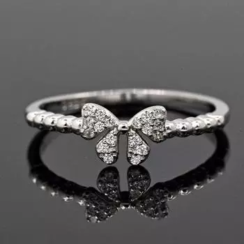 Модное простое кольцо с жареным тестом и бантом, изысканное женское обручальное кольцо, ювелирные изделия 5 серебряный