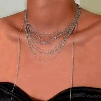 Модное простое многослойное ожерелье с кисточками, роскошный геометрический свитер, цепочка, модные украшения, подарок на вечеринку