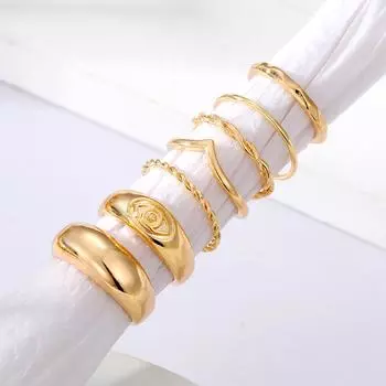Модное простое очаровательное кольцо, элегантное студенческое кольцо для девочек, универсальное роскошное кольцо для ужина, глянцевое элегантное кольцо с искусственной гравировкой золотой