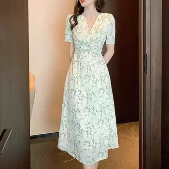Модное простое платье с принтом для женщин, повседневные летние вечерние платья с короткими рукавами, элегантное длинное платье, платья в стиле бохо, халат 24603 S орион