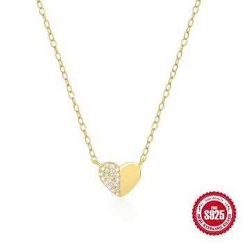 Модное простое женское ожерелье-ключица из стерлингового серебра S925 с двойным заклинанием любви и цирконием 925 silver золотой