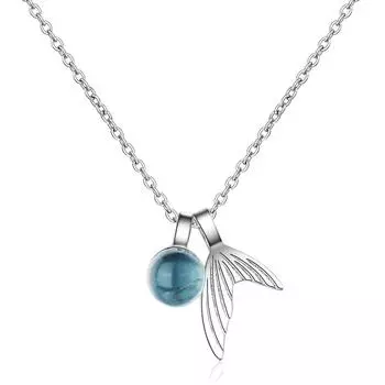 Модное прозрачное ожерелье в виде хвоста русалки с каплями воды, короткая цепочка на ключицу, синее ювелирное ожерелье, популярный подарок для девушки copper