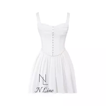 Модное прямое платье-мини с драпировкой, корсетного типа на косточках, House of CB 24 на бретелях White XS