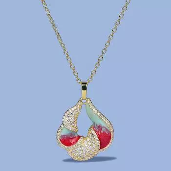 Модное разноцветное женское ожерелье с подвеской из эмали, женская цепочка с блестящим цирконием, ювелирные изделия, эмаль ручной работы разноцветный