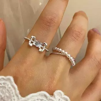 Модное регулируемое кольцо-бантик, простое многослойное эластичное кольцо ручной работы с бусинами, подарок