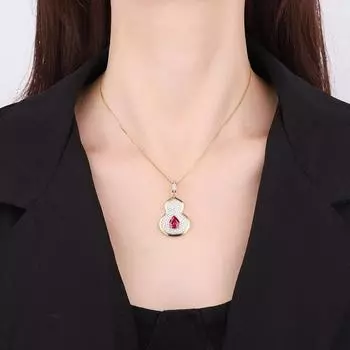 Модное ретро-цветное ожерелье-сокровище, кулон в форме тыквы, инкрустированный цепочкой из изумруда и циркона, ожерелье из синего циркония в китайском стиле.