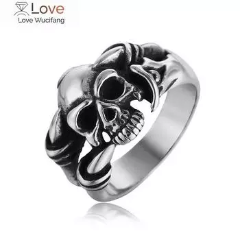 Модное ретро готическое кольцо с черепом, ювелирные изделия для мужчин и женщин, универсальное кольцо для вечеринок, хип-хоп, праздничные подарки оптом 13 чёрный