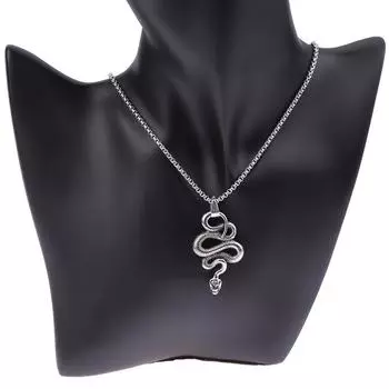 Модное ретро готическое ожерелье с подвеской в виде змеи для мужчин из нержавеющей стали с подвесками в виде животных, цепочка для панк-байкеров, ювелирные изделия, креативный подарок 1