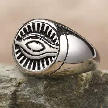 Модное ретро-кольцо Devil s Eye для мужчин из нержавеющей стали, винтажные персонализированные титановые ювелирные изделия, двухцветное кольцо на палец для мальчика No. 7