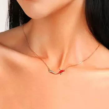 Модное ретро красное ожерелье с рыбой кои, роскошное эмалированное ожерелье, женский подарок, ювелирные аксессуары