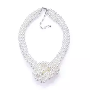 Модное ретро-сшитое многослойное ожерелье из искусственного жемчуга с французской цепочкой на ключицу из бисера