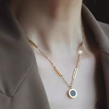 Модное римское цифровое вафельное ожерелье с подвеской из нержавеющей стали для вечеринок для женщин, сексуальное колье