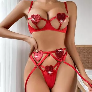 МОДНОЕ роскошное нижнее белье из тюля, прозрачный бюстгальтер и трусики с подвязками, комплект из 5 предметов нижнего белья для подростков, сексуальное нижнее белье для женщин M
