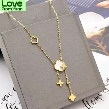 Модное роскошное ожерелье из нержавеющей стали для женщин, корейское, с ажурным цветком, кристаллами, цепочка на ключицу, для девочек, праздничные украшения, подарок