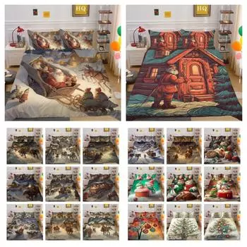 Модное рождественское одеяло с принтом размера «king-size», комплект высококачественного полиэстера для подростков, детей, домашнее постельное белье UK Single 135x200cm