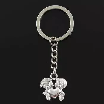 Модное сердце любовника милая 22x21 мм кулон 30 мм брелок для ключей мужской автомобиль подарок сувенирный брелок серебряный