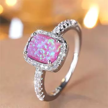 Модное серебристое цветное кольцо с фиолетовым камнем прямоугольной огранки, роскошное обручальное кольцо с любовью, свадебные украшения 5 фиолетовый