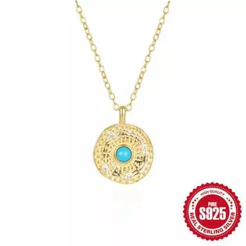 Модное серебро 925 пробы, повседневное, подсолнух, бриллиант, бирюза, женское колье на ключицу 925 silver золотой