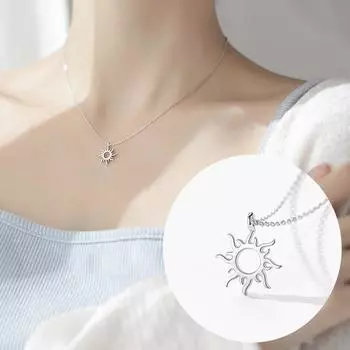 Модное серебряное цветное ожерелье с подвеской в виде солнца, круглая цепочка, женские ювелирные изделия, подарки