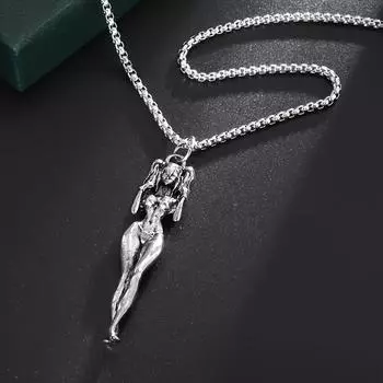 Модное серебряное длинноногое красивое ожерелье с подвеской в стиле панк, свитер, мужское ювелирное изделие, подарок