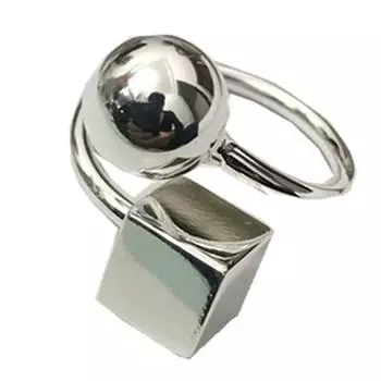 Модное серебряное кольцо 925 пробы, регулируемый размер, элегантный геометрический дизайн для женщин
