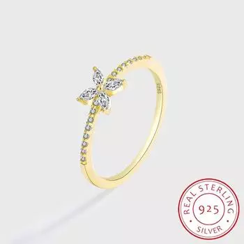 Модное серебряное кольцо S925 для пары с бабочками для женщин, стерлинговое серебро с геометрическим рисунком, подарок на день Святого Валентина, ювелирные изделия из стерлингового серебра 6 золотой