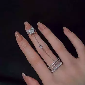 Модное серебряное кольцо с бриллиантом и бабочкой для женщин и мужчин, розовое сердце с замком для ключа, набор колец на палец с кисточкой, модные ювелирные изделия в подарок