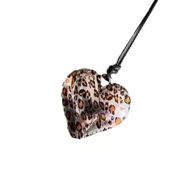 Модное серебряное ожерелье-подвеска с животным принтом и золотым шармом в виде сердца с надписью «Любовь» — аксессуар для модных женщин и мужчин 3