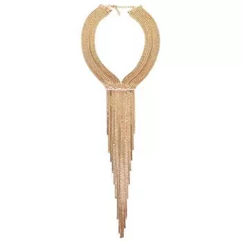 Модное серебряное ожерелье с многослойными бриллиантами и золотыми бахромчатыми аксессуарами золотой