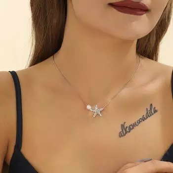 Модное серебряное ожерелье с подвеской в виде морской звезды и жемчуга для женщин, изысканное простое ожерелье с цепочкой в виде звезды, ювелирное украшение для вечеринки, подарок