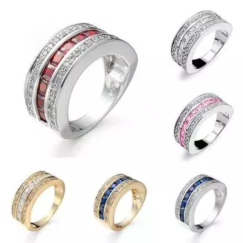 Модное серебряное, золотое, женское и мужское обручальное кольцо, элегантные украшения, подарок на день рождения, размер 6-12 6 красный