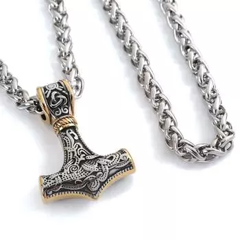 Модное Североевропейское ожерелье из нержавеющей стали с подвеской в виде молота бога викингов, мужские ювелирные изделия из нержавеющей стали 90
