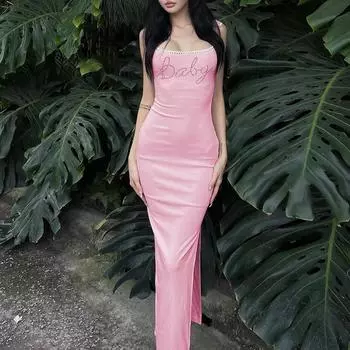 Модное сексуальное платье с открытой спиной, элегантное вечернее платье с тонким боковым разрезом, без рукавов с высокой талией, длинные платья, женское вечернее облегающее пляжное платье для отпуска S белый