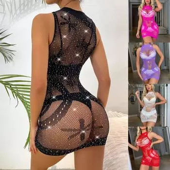 Модное сексуальное женское белье, яркая рыболовная сеть, плотное боди, нижнее белье one size