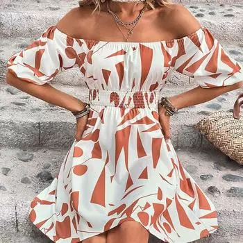 Модное сексуальное женское цельное платье с открытой спиной и плоским плечом S оранжевый