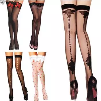Модное сексуальное женское нижнее белье, сетчатые чулки до бедра, нижнее белье с подвязками и бантом One Size