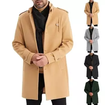 Модное шерстяное пальто на подкладке, средняя и длинная теплая куртка L армия зеленый